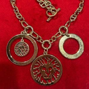 VTG ANNE KLEIN Gold Lion Charm Statement NECKLACE